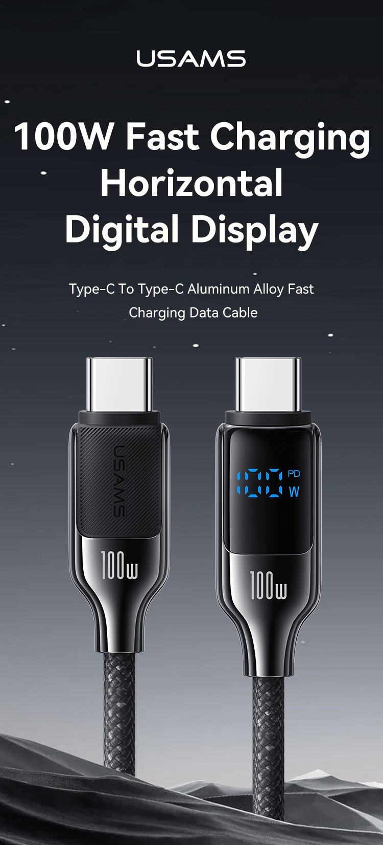 chube Cáp LED 100W USAMS SJ742 C to C Zinc Alloy HX Series