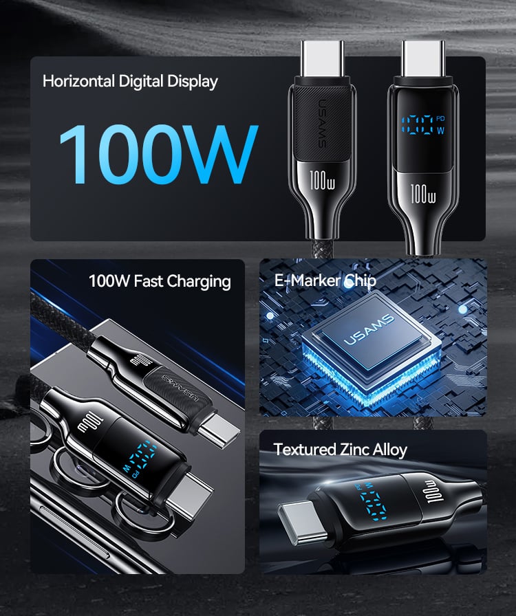 chube Cáp LED 100W USAMS SJ742 C to C Zinc Alloy HX Series