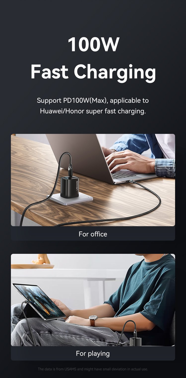 chube Cáp LED 100W USAMS SJ742 C to C Zinc Alloy HX Series