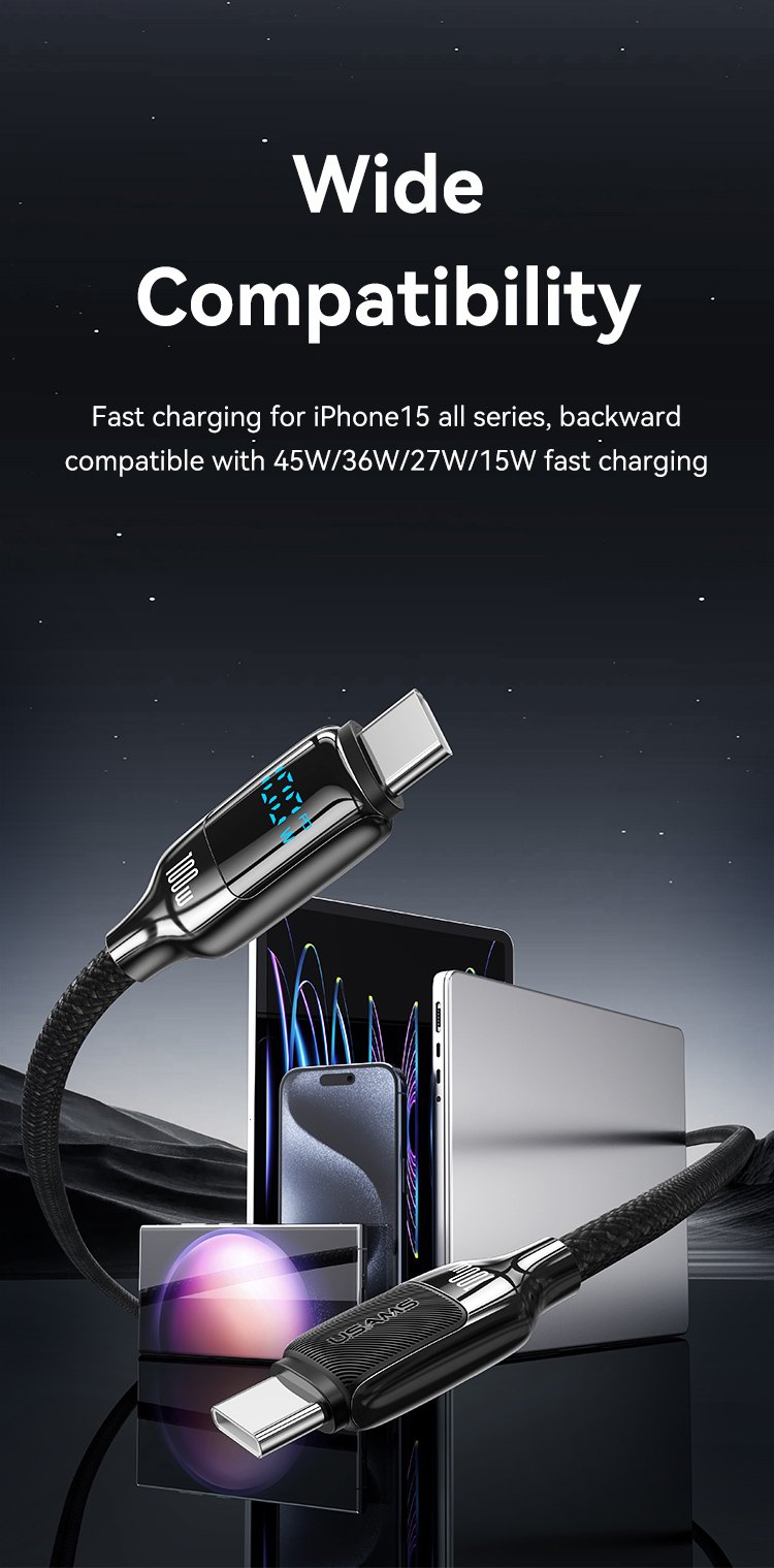 chube Cáp LED 100W USAMS SJ742 C to C Zinc Alloy HX Series