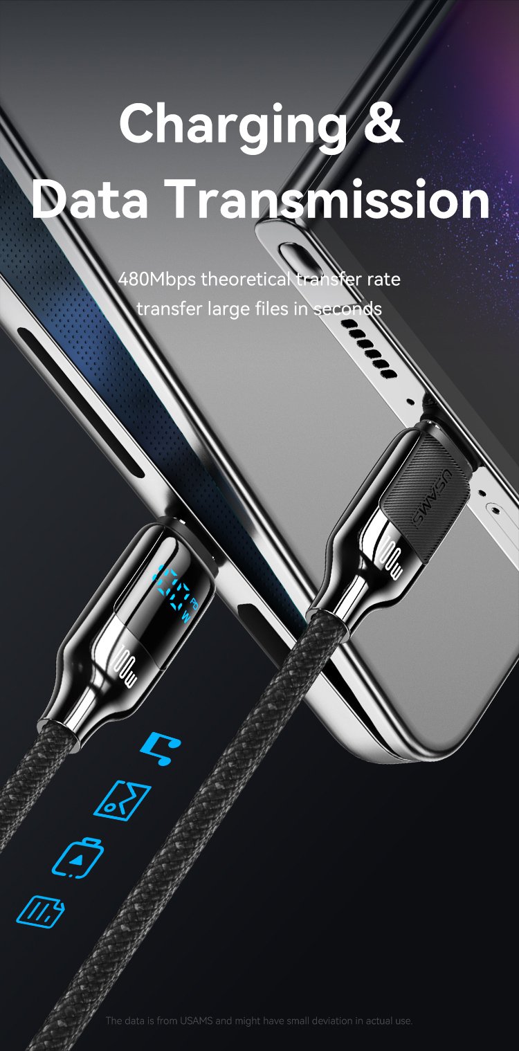 chube Cáp LED 100W USAMS SJ742 C to C Zinc Alloy HX Series