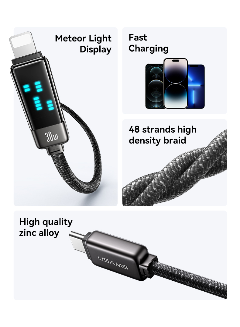 chube Cáp sạc nhanh USAMS SJ743 C To Lightning 30W Meteor Series