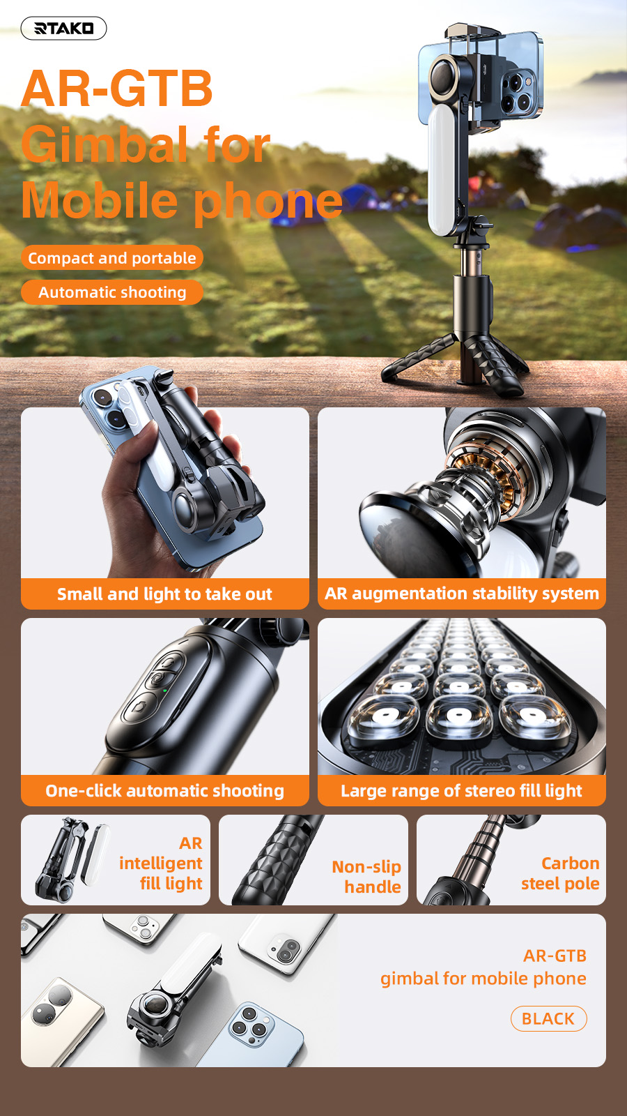 chube Gậy Chụp Ảnh Tích Hợp Gimbal Chống Rung & Tripod Rtako Q09