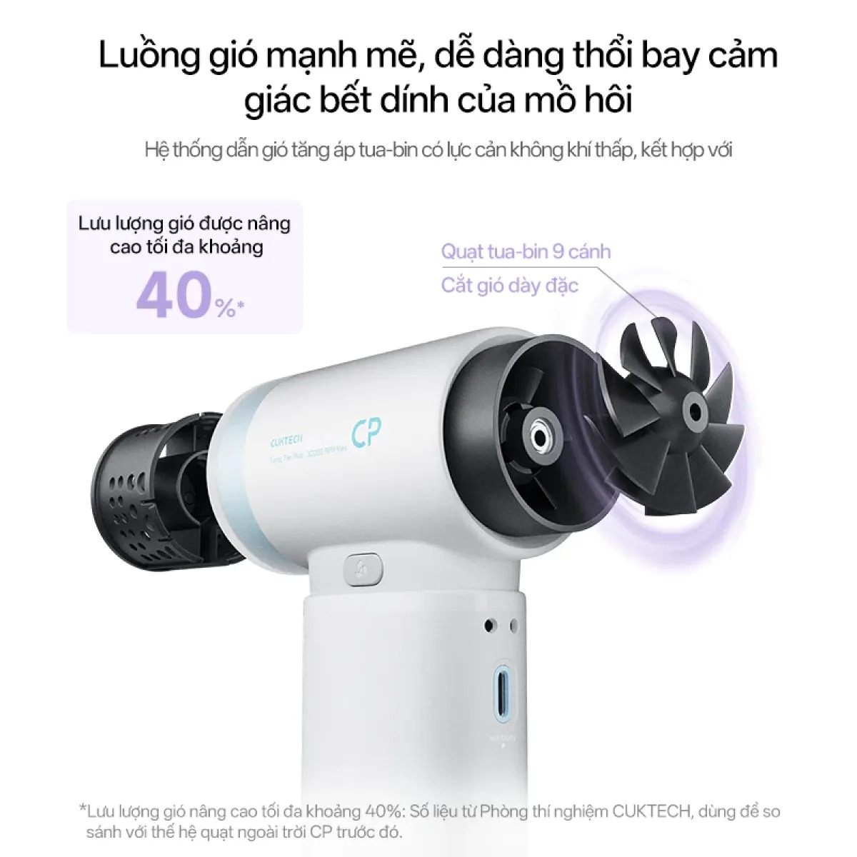 Thiết kế tháo lắp module quạt cầm tay kiêm sạc dự phòng Cuktech 10000mAh