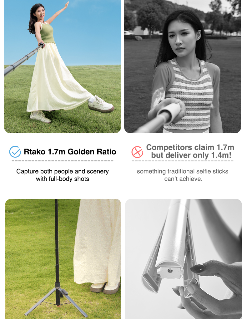 chube Tripod chân tự bung Rtako RZP001 AB226 (Xoay 720°, 1.7m)