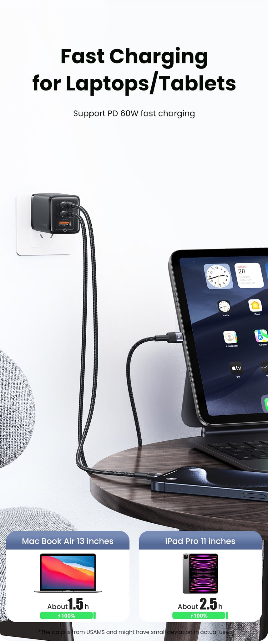 chube Cáp sạc 60W Usams SJ724 C to C Aluminum Alloy SY Series