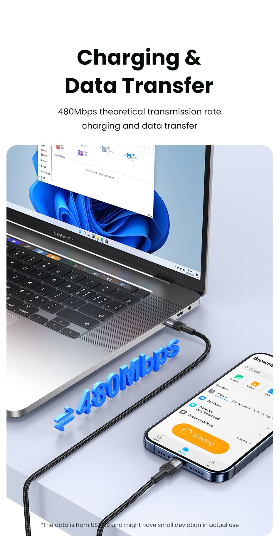 chube Cáp sạc 60W Usams SJ724 C to C Aluminum Alloy SY Series