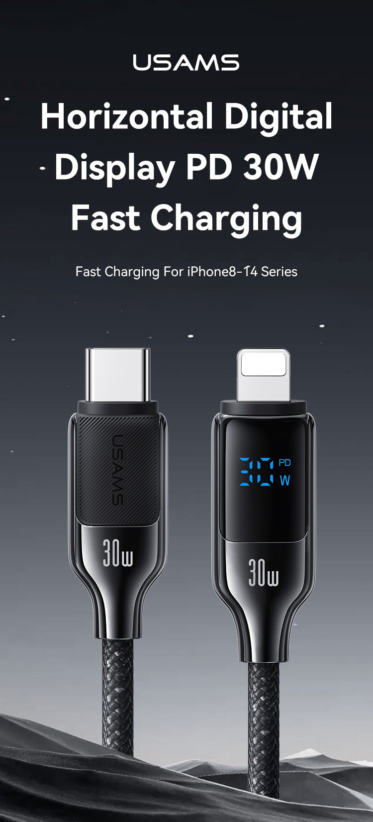 chube Cáp sạc nhanh USAMS SJ741 C To Lightning 30W HX Series