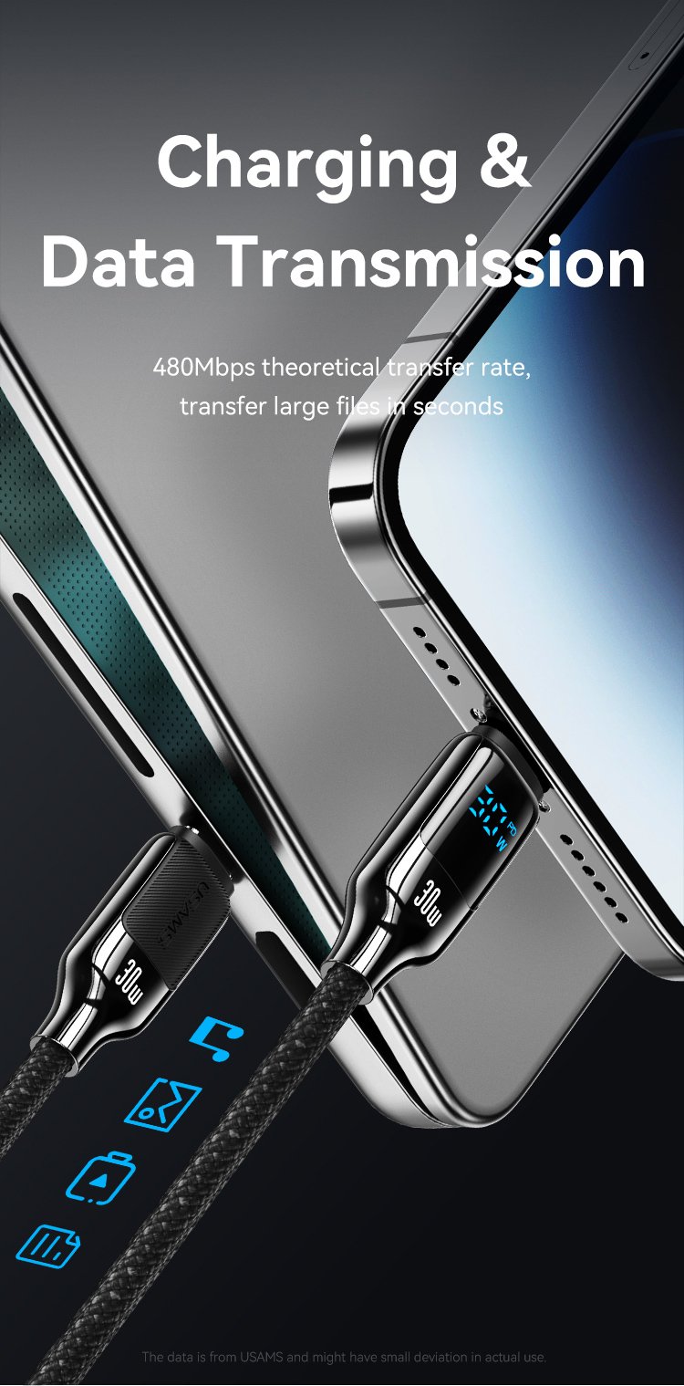 chube Cáp sạc nhanh USAMS SJ741 C To Lightning 30W HX Series