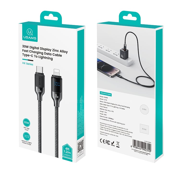 chube Cáp sạc nhanh USAMS SJ741 C To Lightning 30W HX Series