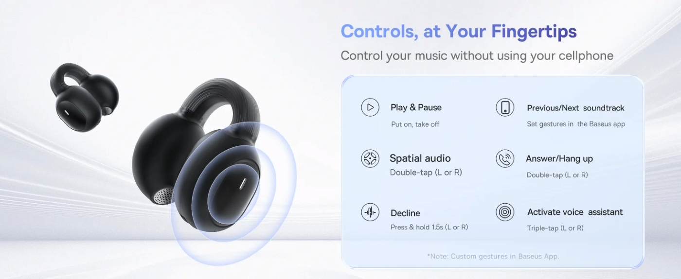 Tai nghe không dây Baseus AirGo 1 Ring Open-Ear TWS Earbuds thiết kế thời trang