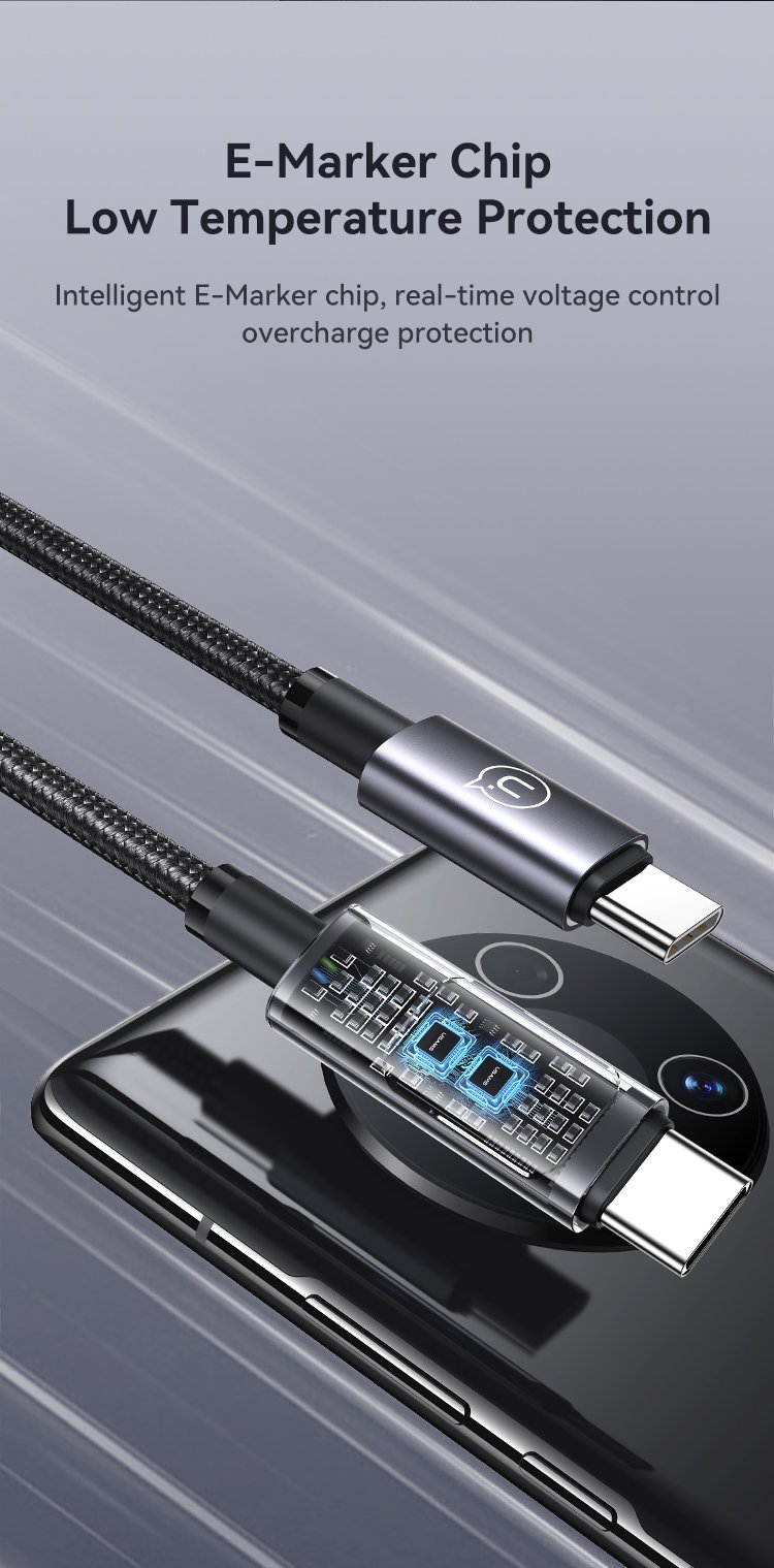 Cáp sạc USAMS 100W SJ671 với chip E-Marker thông minh