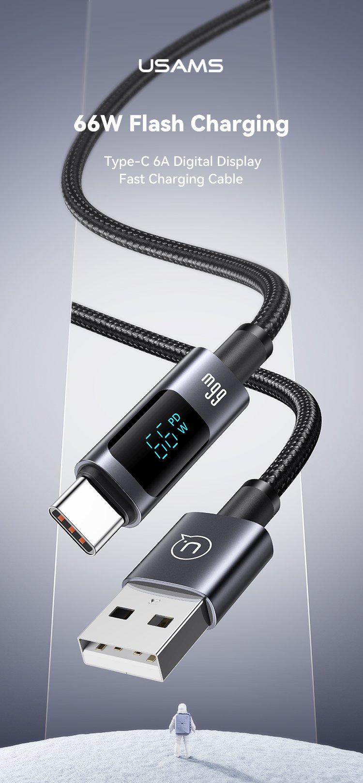 chube Cáp sạc nhanh Usams SJ673 USB-C 6A Sufeng Series