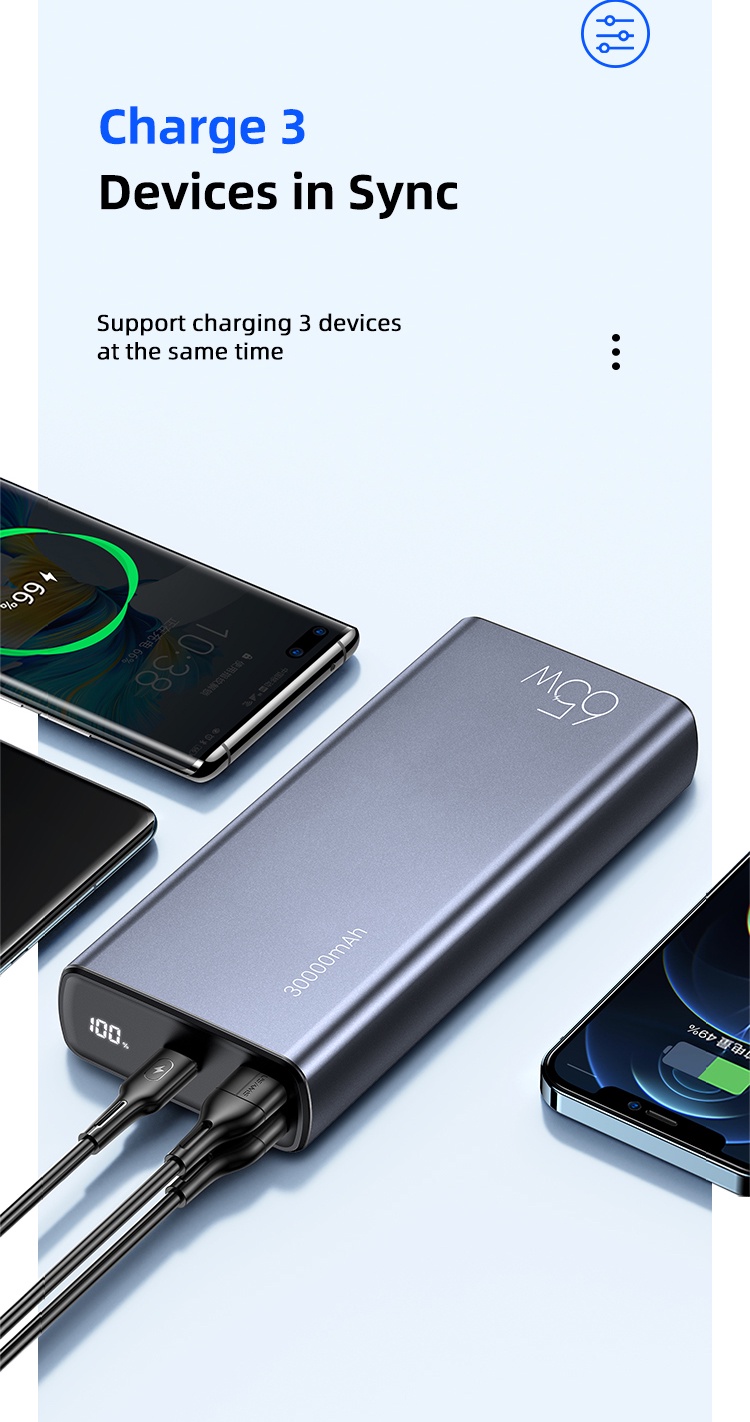 Pin dự phòng USAMS PB59 sạc cùng lúc 3 thiết bị