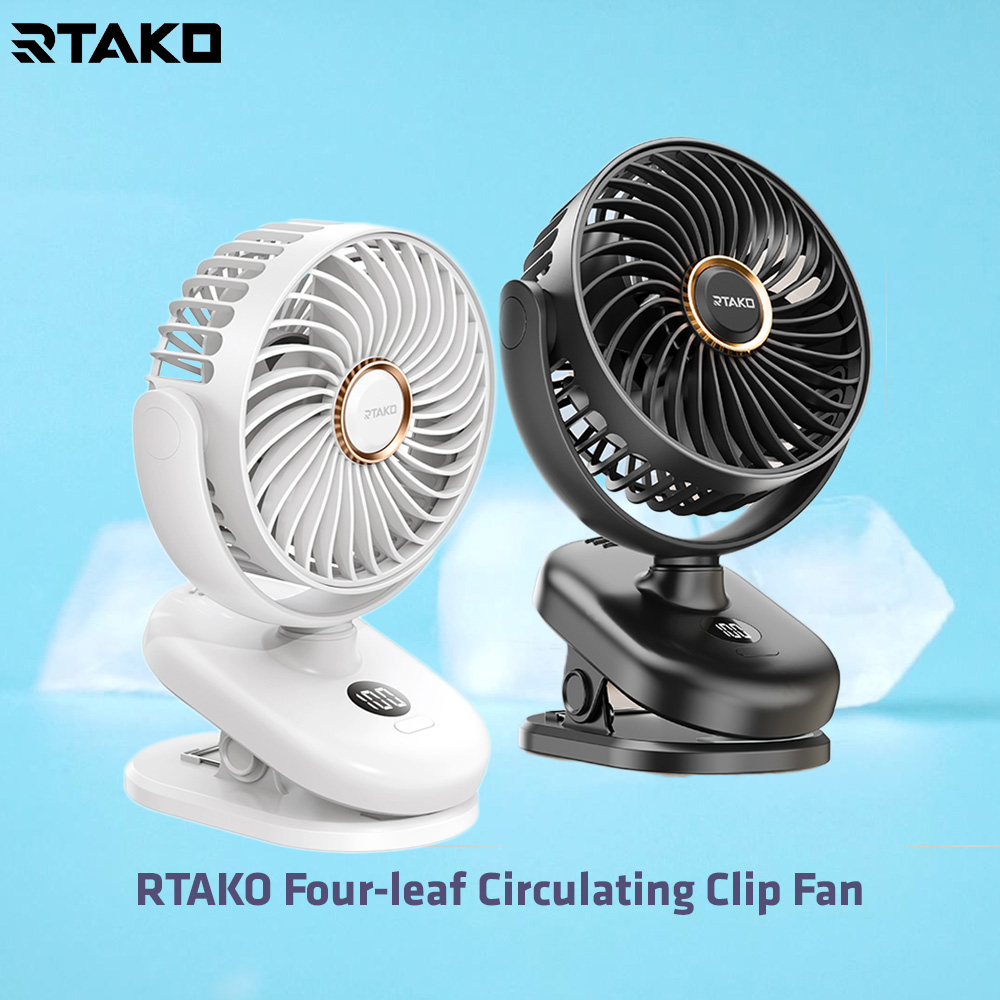 chube Quạt kẹp RTAKO 4 cánh tích điện xoay 360 độ