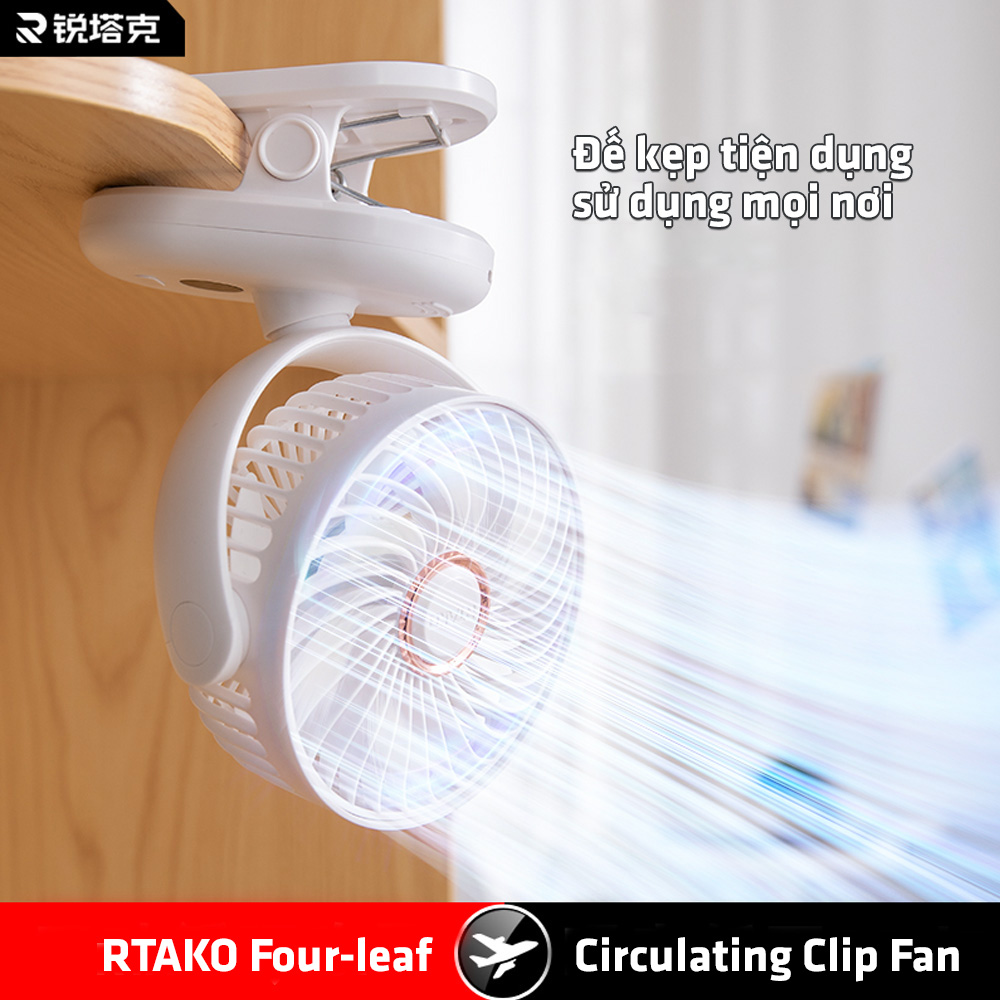 chube Quạt kẹp RTAKO 4 cánh tích điện xoay 360 độ
