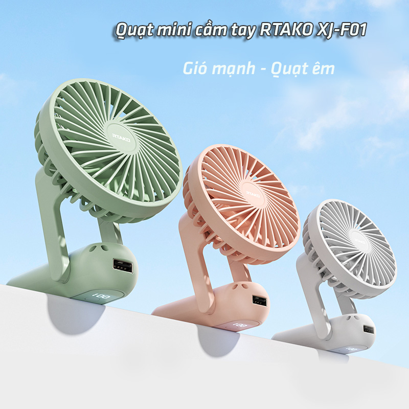 chube Quạt mini Rtako XJ-F01 cầm tay pin 1200mAh