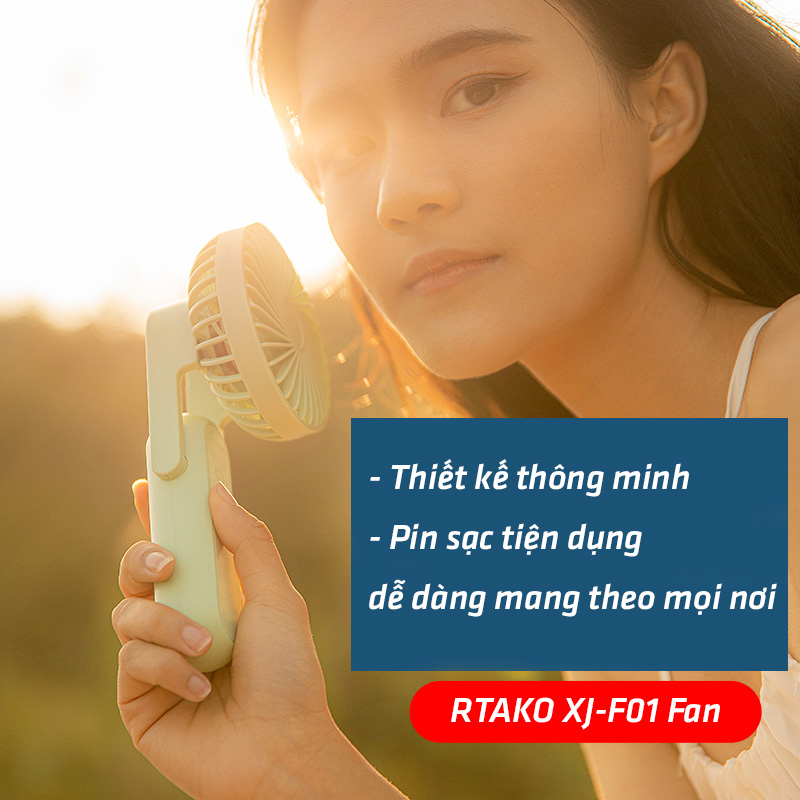 chube Quạt mini Rtako XJ-F01 cầm tay pin 1200mAh