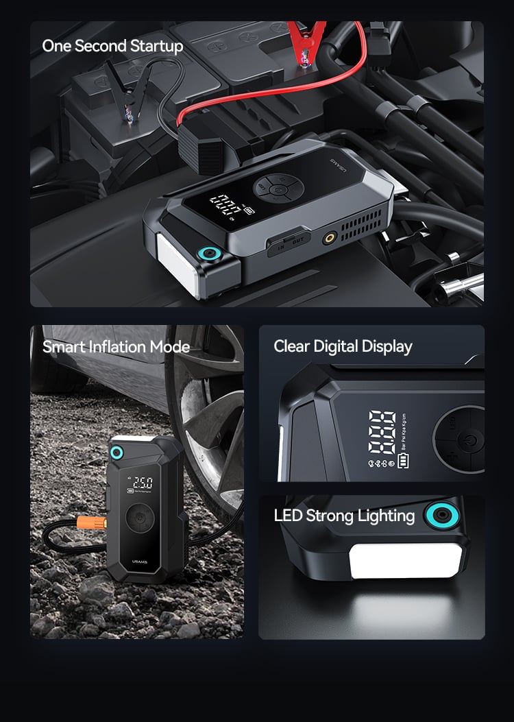 chube Kích bình kiêm bơm lốp ô tô USAMS ZB287 1000A 8000mAh