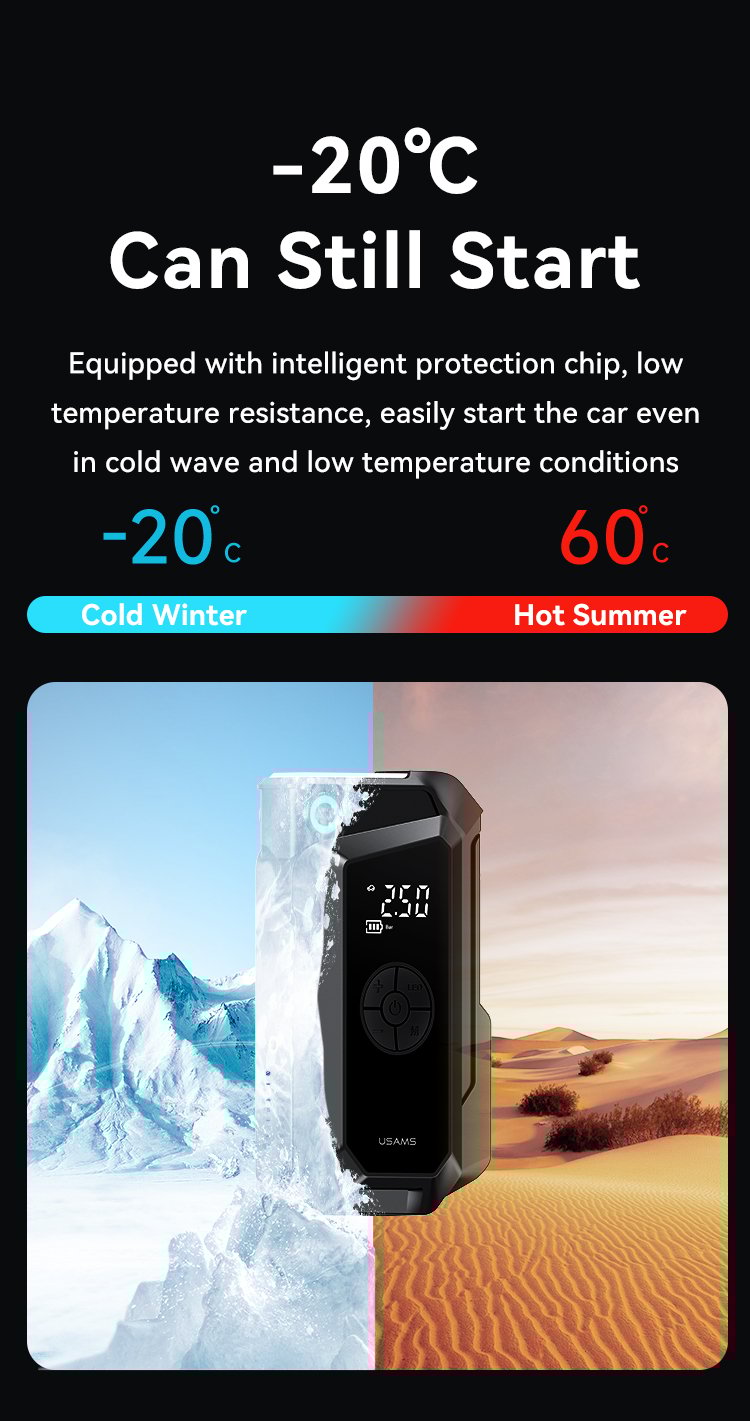 chube Kích bình kiêm bơm lốp ô tô USAMS ZB287 1000A 8000mAh