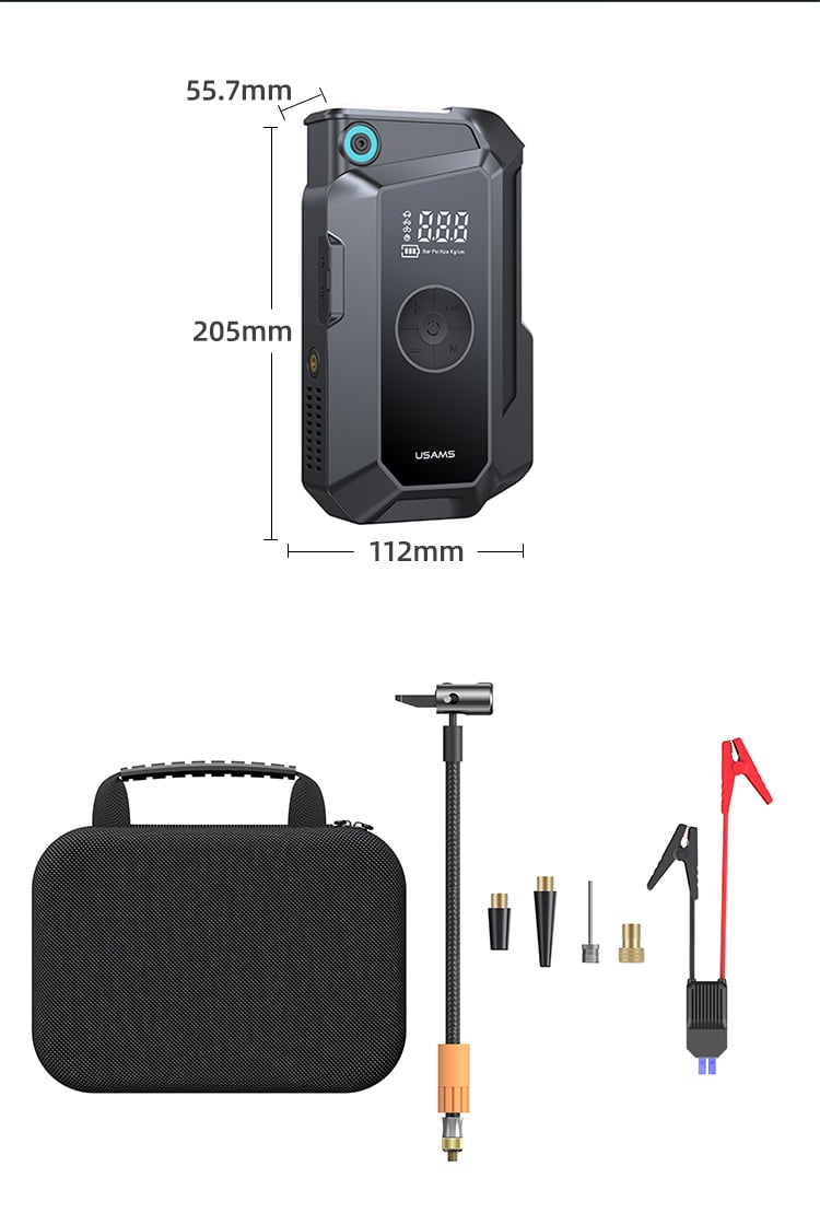 chube Kích bình kiêm bơm lốp ô tô USAMS ZB287 1000A 8000mAh