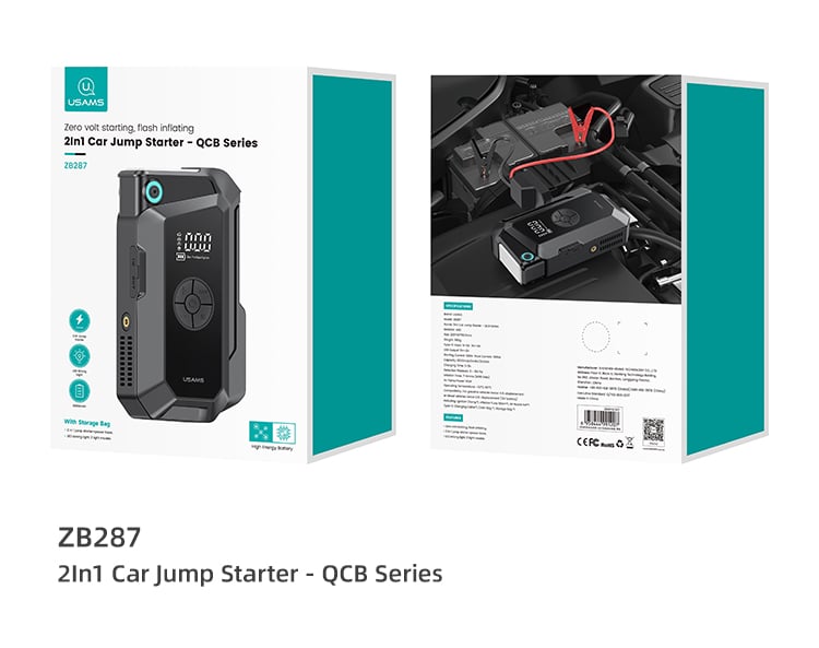 chube Kích bình kiêm bơm lốp ô tô USAMS ZB287 1000A 8000mAh