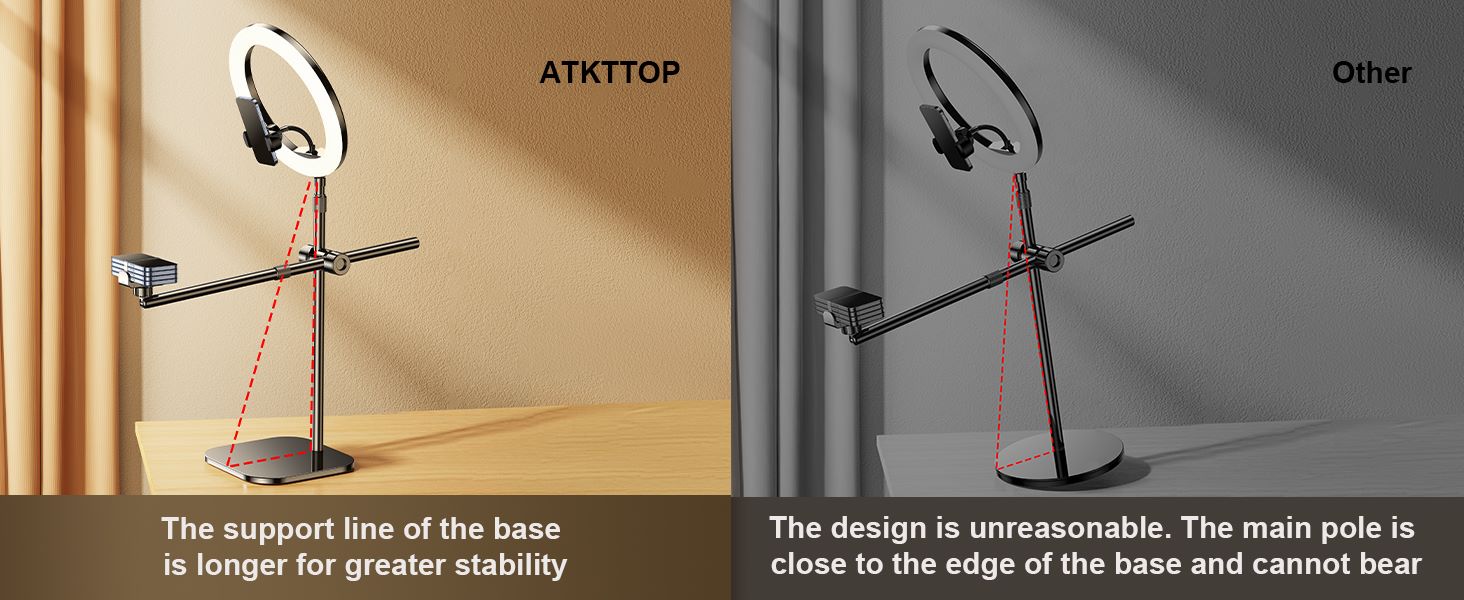 chube Đế giữ điện thoại Rtako ZJ-FP02 55cm kèm đèn Streaming 13in