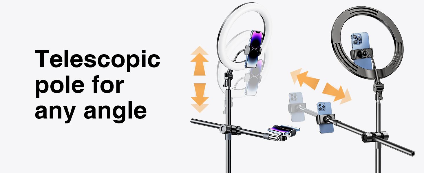 chube Đế giữ điện thoại Rtako ZJ-FP02 55cm kèm đèn Streaming 13in