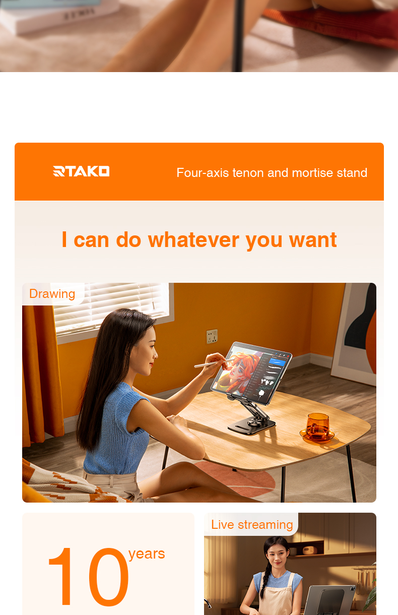 chube Giá đỡ tablet Rtako ZJ-P01 Thiết kế Mortise & Tenon, 4 khớp