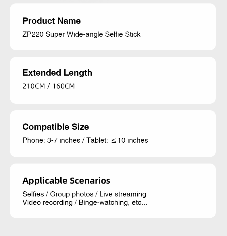 chube Tripod cho điện thoại góc siêu rộng RTAKO ZP220 2,1m