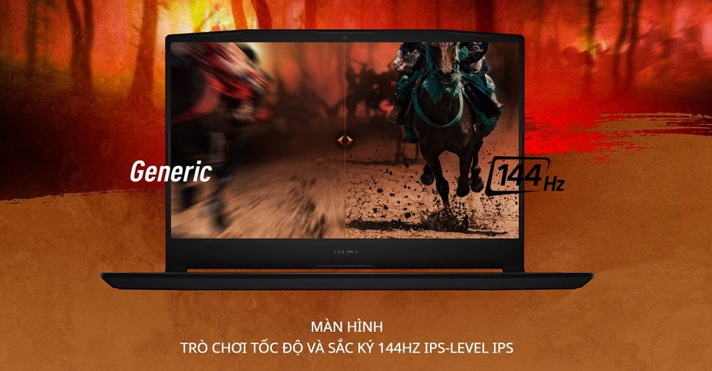 Màn hình 17.3 inch, tần số quét lên đến 144Hz
