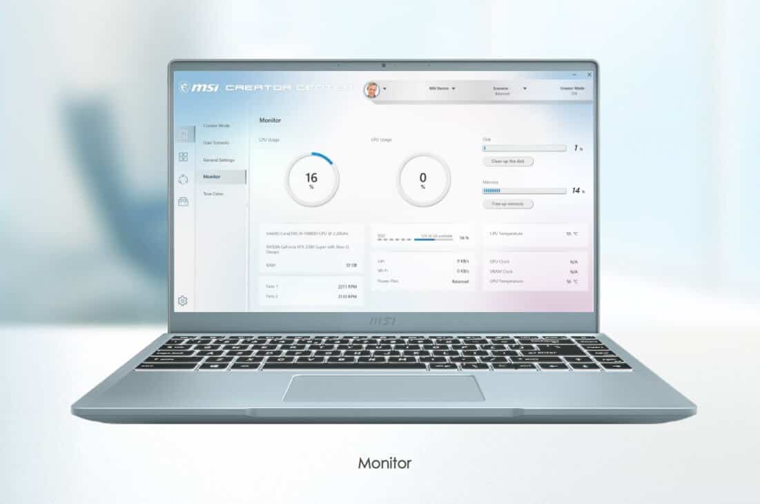 Hệ thống tản nhiệt MSI Modern 14