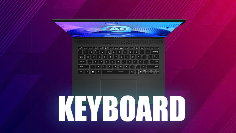 Bàn phím của laptop MSI Prestige 14 AI Studio (ảnh minh hoạ)