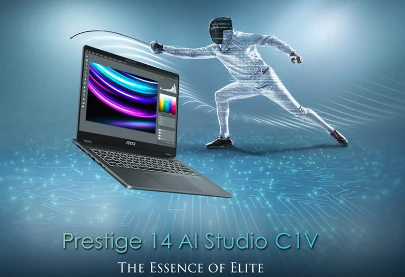 Thiết kế của laptop MSI Prestige 14 AI Studio (ảnh minh hoạ)