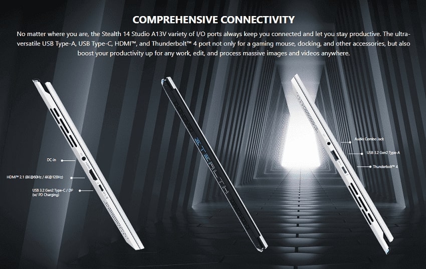 Đa dạng các cổng kết nối MSI Stealth 14