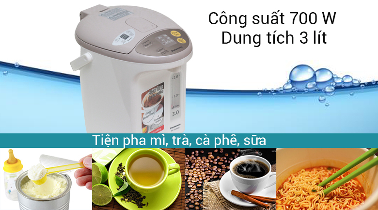 Bình thủy điện Panasonic NC-EG3000CSY 3.0L Ruột bình chống dính, lấy nước chậm chống bỏng