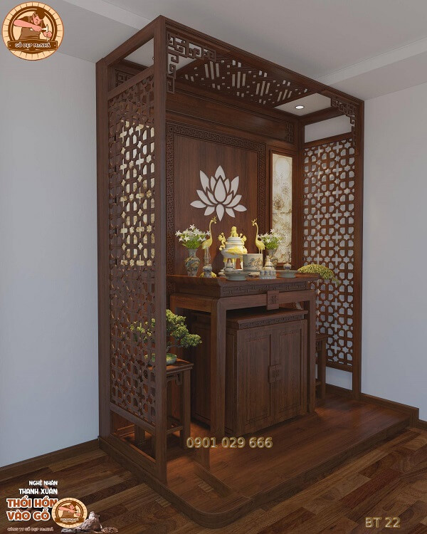 Việc bày trí bàn thờ cũng sẽ phụ thuộc vào kích thước bàn thờ