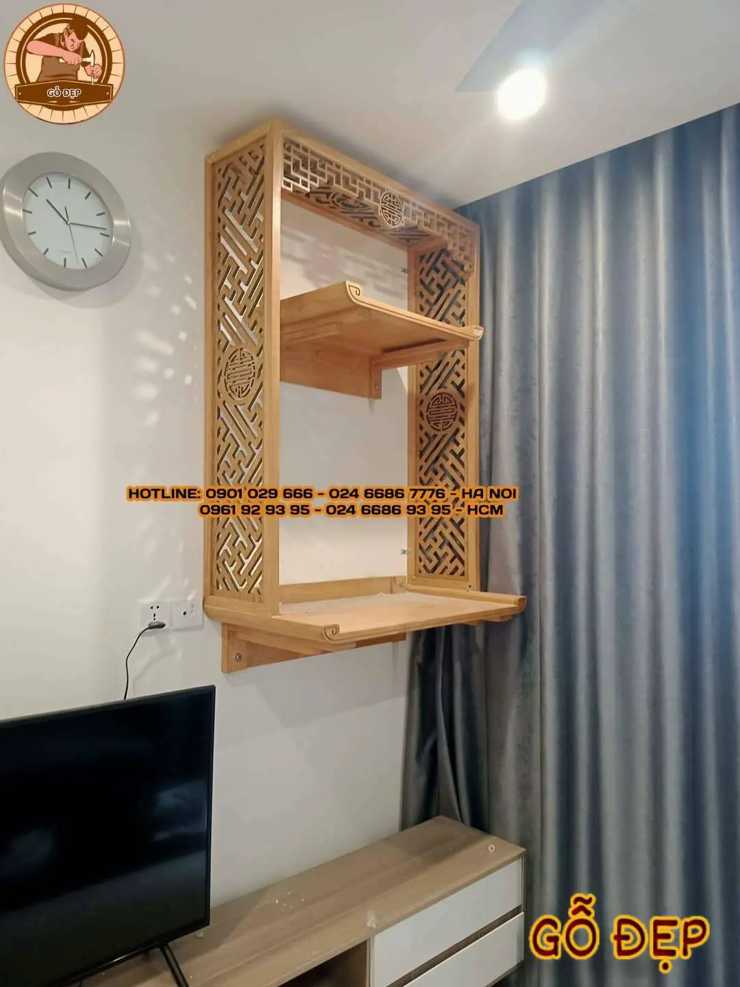 Bàn thờ treo tường gỗ công nghiệp có chất lượng tốt