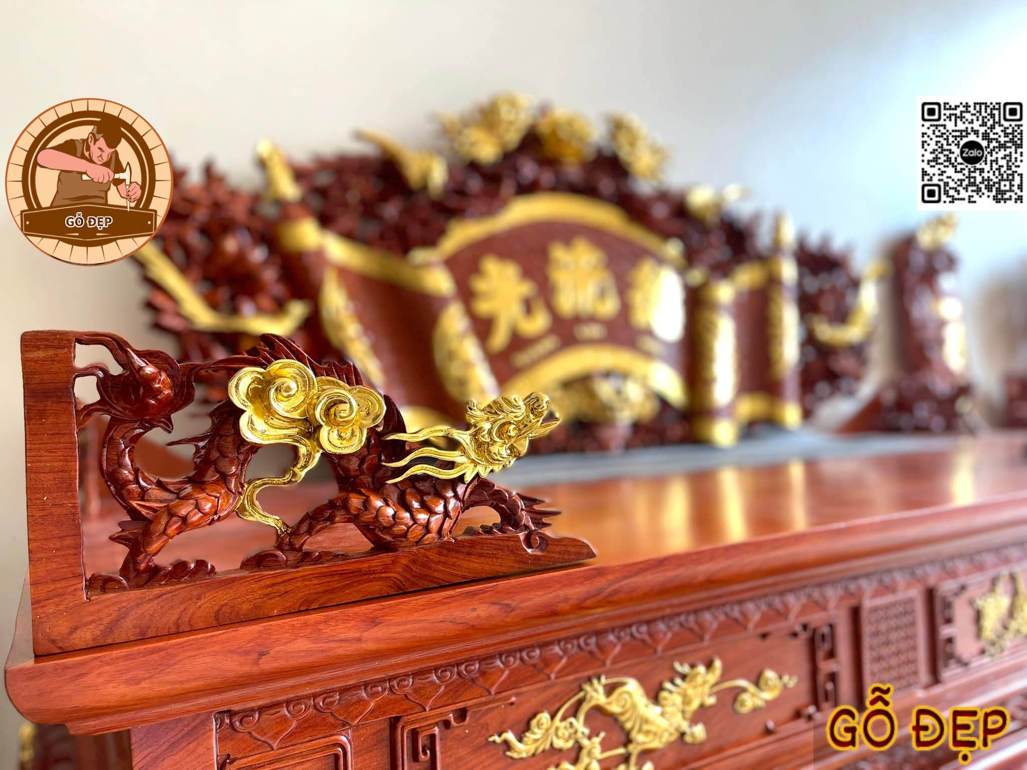 Họa tiết rồng trên sập thờ cao cấp