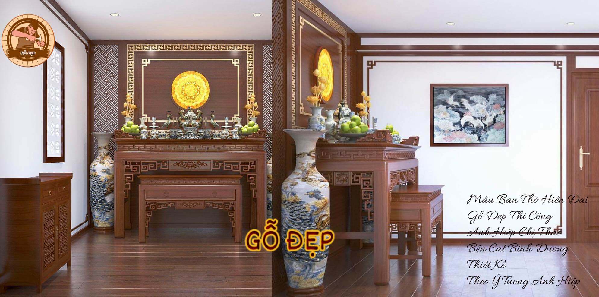 Thiết kế Bàn Thờ Gỗ Gụ BT 08 Mẫu Tài Lộc sang trọng và thanh lịch