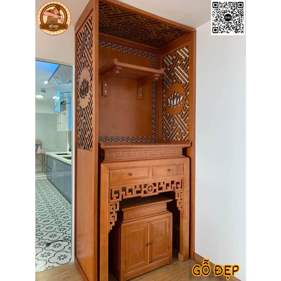 Bàn thờ gỗ sồi Bt06 Hiện đại, sang trọng chuẩn phong thủy