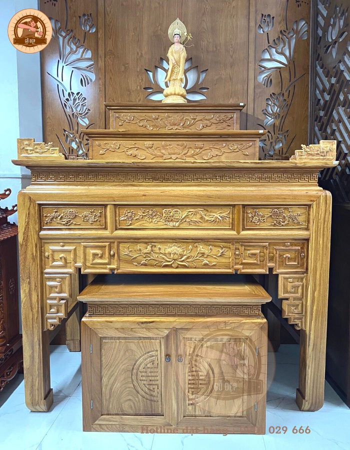 Bàn Thờ Tam Cấp Gỗ Gõ BT 888 - Sự Kết Hợp Hoàn Hảo Giữa Phong Cách Truyền Thống Và Hiện Đại