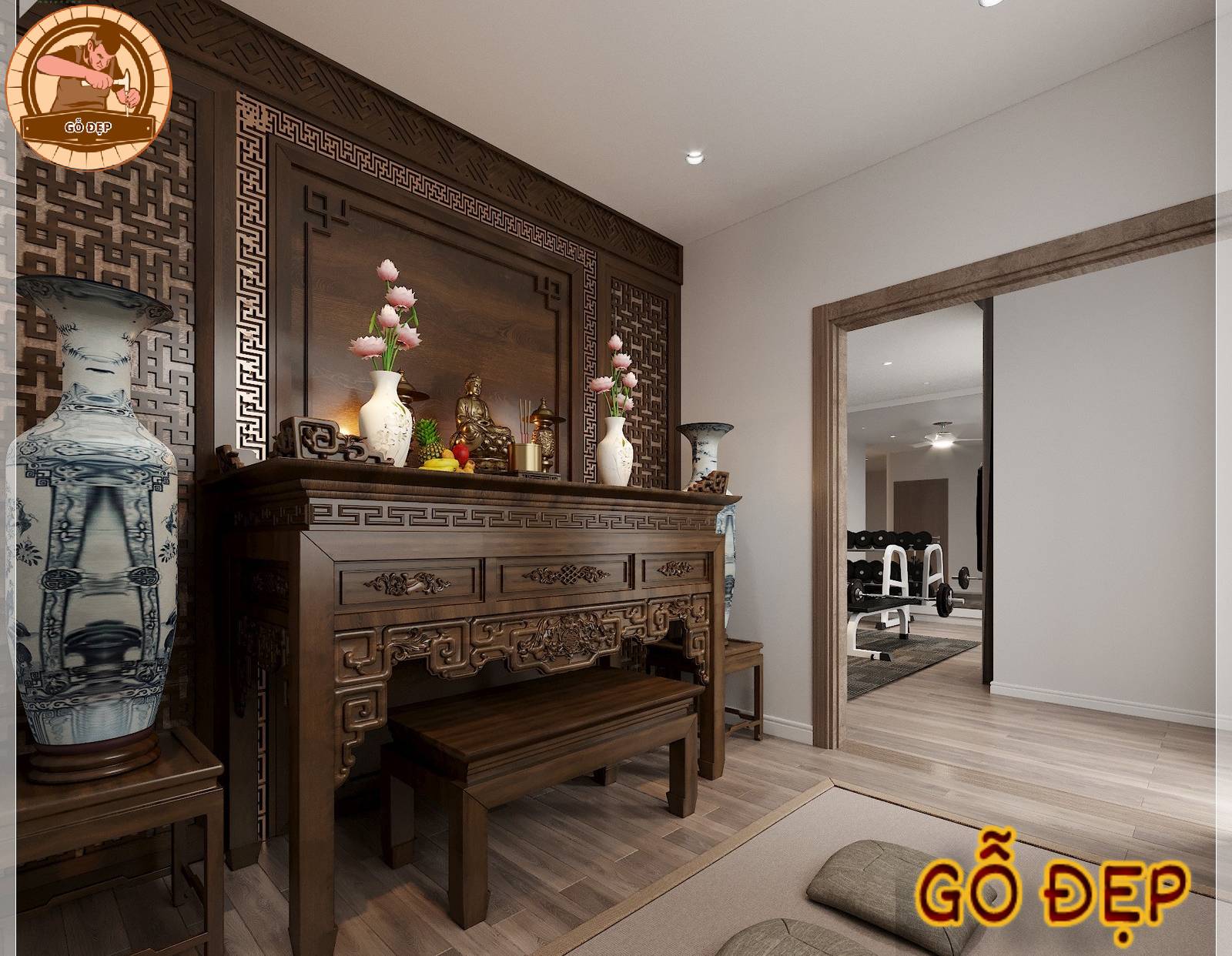 Bàn thờ sang trọng và hiện đại