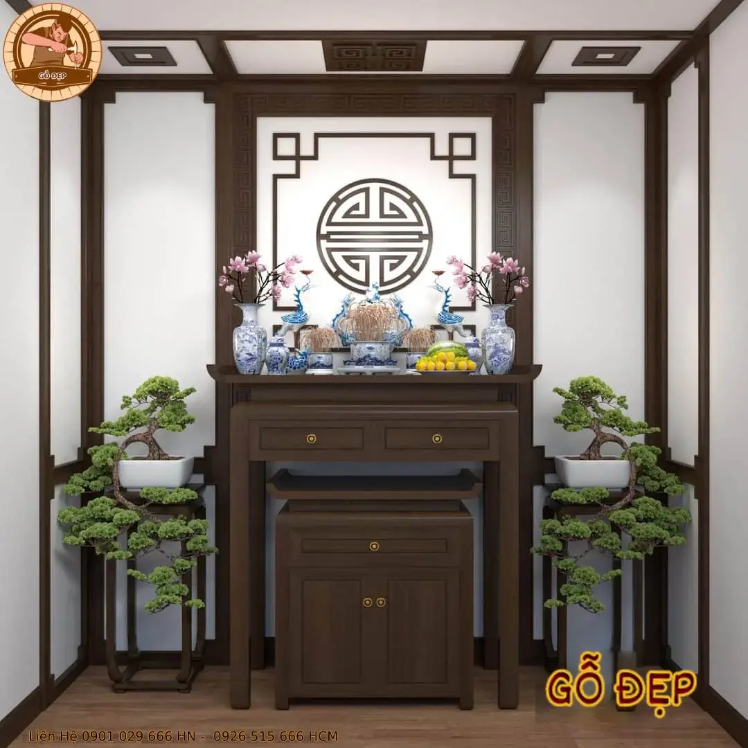 Mẫu bàn thờ đứng BT 82 của Xưởng Gỗ Đẹp có thiết kế trang nhã và vô cùng tinh tế