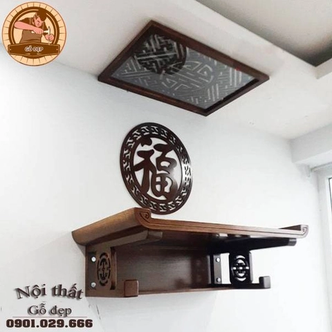 Bàn thờ treo tường gỗ sồi nhỏ gọn thu hút tài lộc