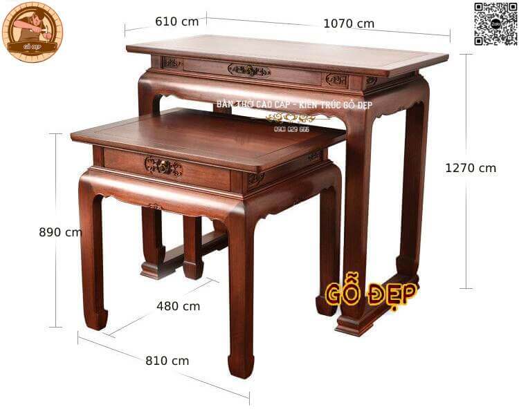 Kích thước cụ thể của mẫu bàn thờ cao cấp