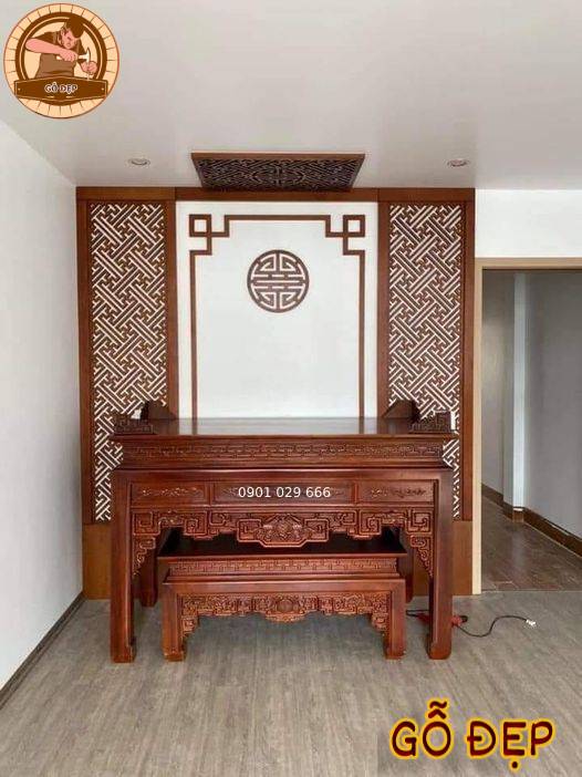 Mẫu bàn thờ gỗ hương kích thước 153 x 89 x 127