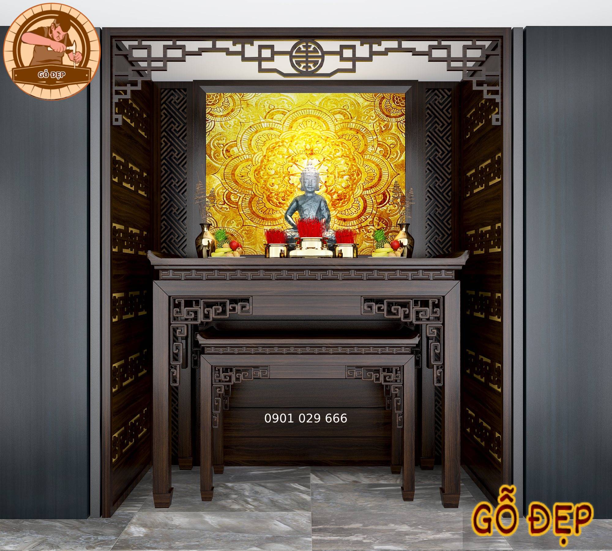 Mẫu bàn thờ bt 08 chuẩn phong thủy