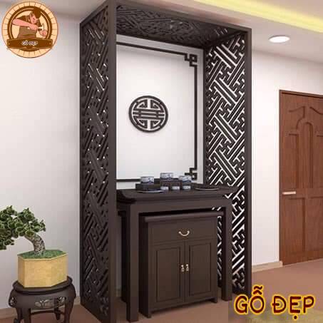 Bàn thờ đứng hiện đại trang trọng với họa tiết đơn giản, tinh tế