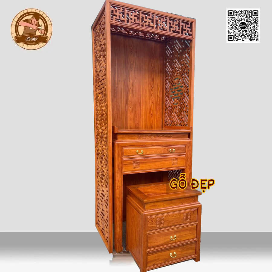 Các chi tiết chạm khắc tinh xảo, tạo nên một không gian trang nhã và tinh tế.